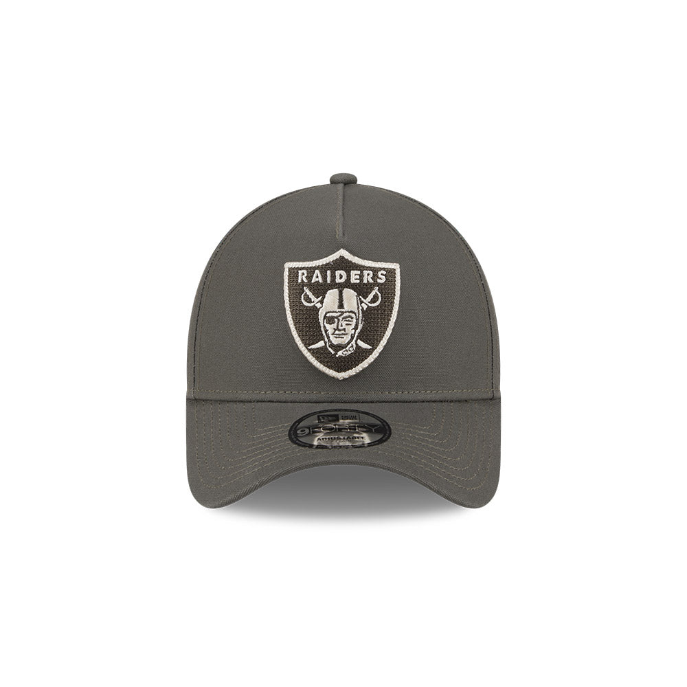 Las Vegas Raiders Hat - Moss Canvas Chainstitch 9Forty A-Frame NFL Snapback Cap - New Era